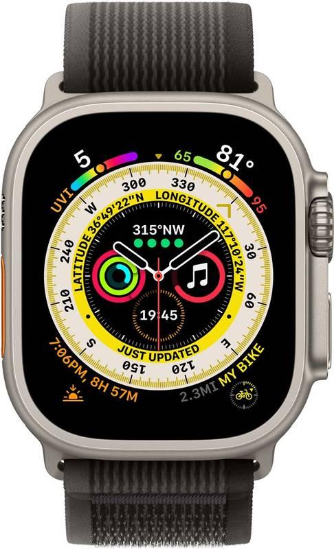 Chytré hodinky Apple Watch Ultra GPS Cellular, 49mm pouzdro z titanu - černo-šedý trailový tah - M L